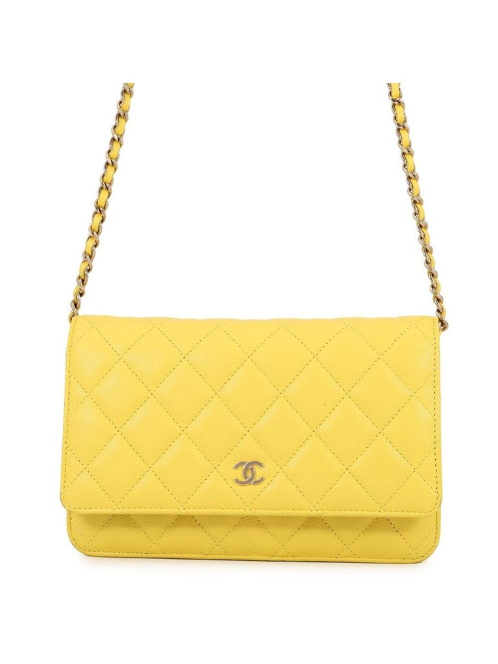 Chanel Chain Wallet Classic Quilted CC Logo Caviar Leather Shoulder
